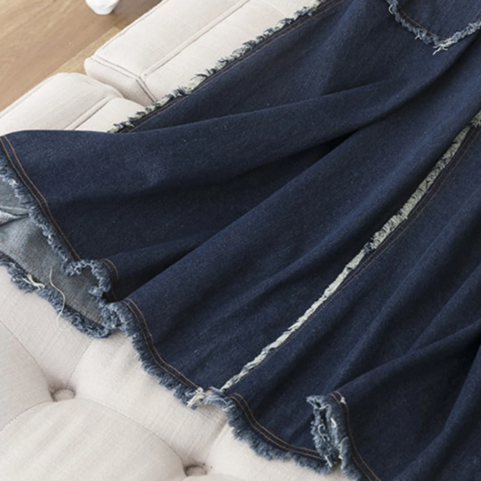 

Ailigou 2021 New High-Quality Pocket Skirt Fashion Sexy Women'S High Waist A-Line Denim Skirt Pleated Casual Skirt