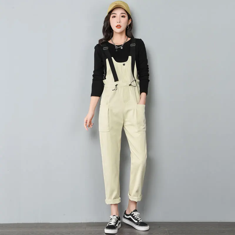 

Женские Модные свободные повседневные однотонные комбинезоны-карго, новинка 2021, комбинезон с завязками на поясе, женская уличная одежда дл...