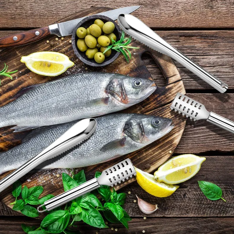 

8 Pieces Fish Scaler Remover Tool Fish Scaler Brush with Stainless Steel Sawtooth Fish Skin Remover,Cleaning Scraper