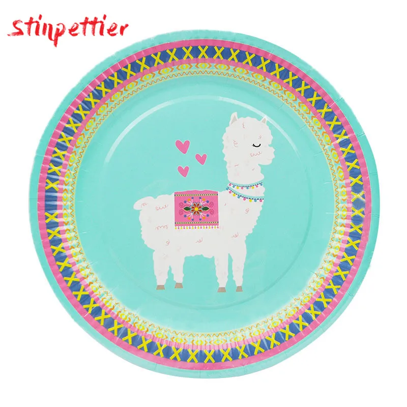 Одноразовая посуда из альпаки розовый синий Топпер для торта тарелка соломенная