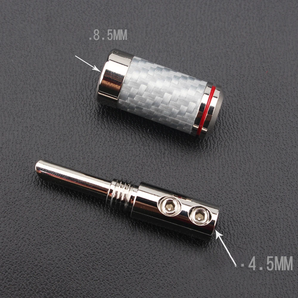 4pcs Sterling Copper White Carbon Fiber Rhodium Plated banana speaker cable connector/adapter plug for diy | Электроника