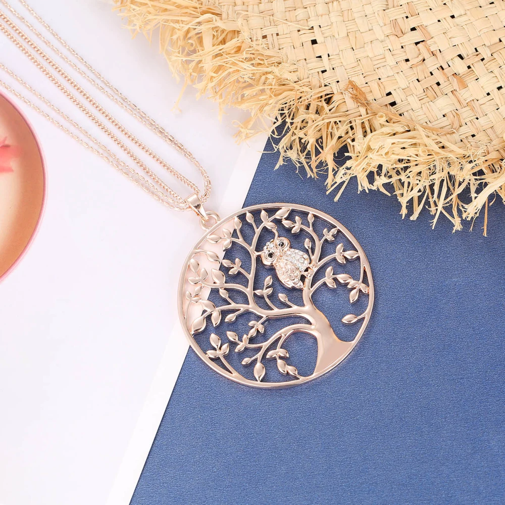 Цепочка с подвеской в виде совы Женская длинная Многослойная цепь золотистого и