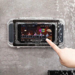 home wall stand waterproof mobile phone box self adhesive holder touch screen bathroom phone shell shower sealing storage box free global shipping