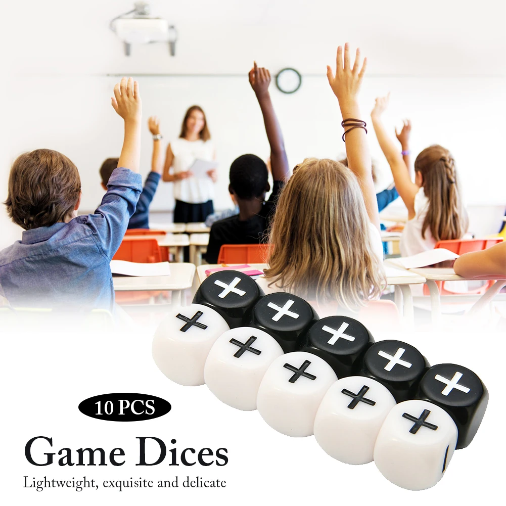

10PCS/Set Mathematics Dice Acrylic Arithmetic Math Teaching Plus Minus Sign Dice Portable Table Games Toy