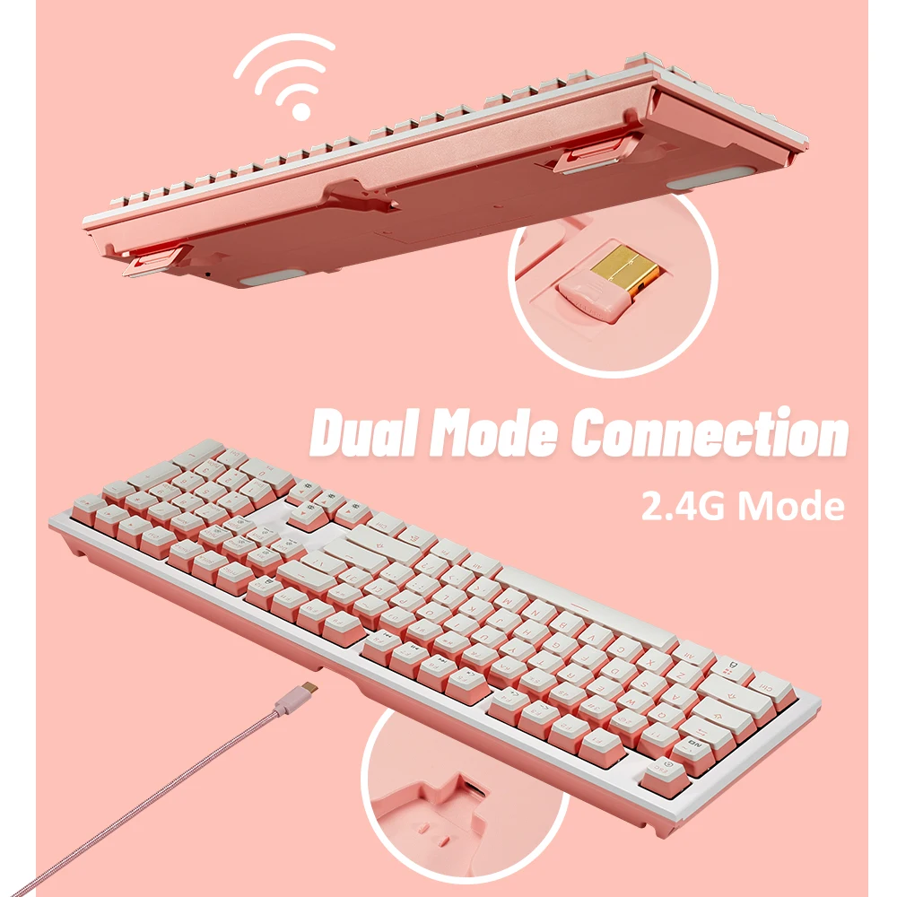 hexgears x5 new kailh box switch mechanical keyboard gaming pbt keycaps keyboard with hand rest 104 key usb2 4g wireless for pc free global shipping