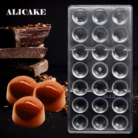 21 cavity half ball shape chocolate mould candy polycarbonate form tray plastic pudding for baking pastry making tools bakeware