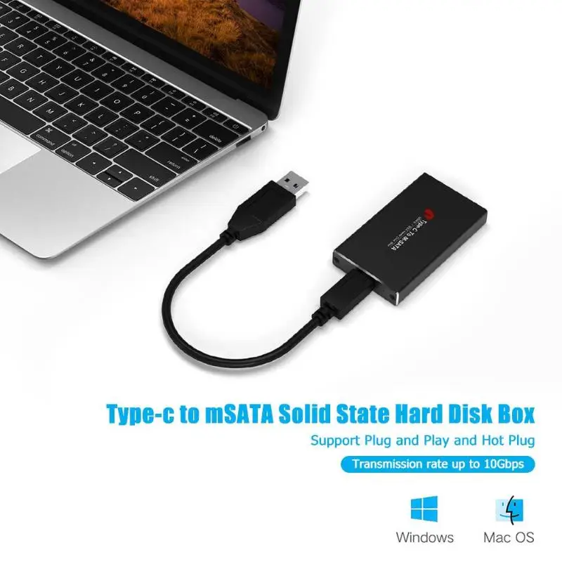 Портативный чехол для мобильного телефона с разъемом типа C и mSATA USB 3,1 SSD, Твердотельный накопитель, адаптер, чехол, мини-бокс для жесткого диска для ПК