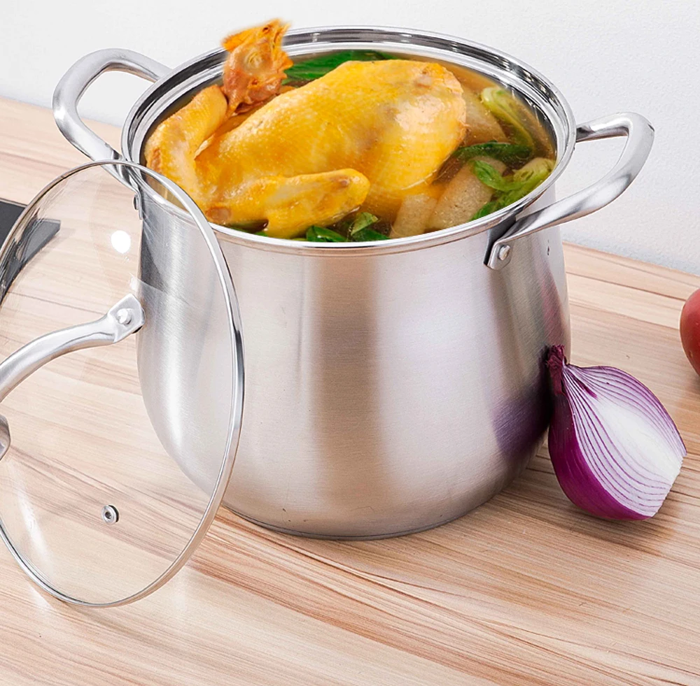 Домашний суповый горшок из нержавеющей стали 304 очень высокий с двойным дном и