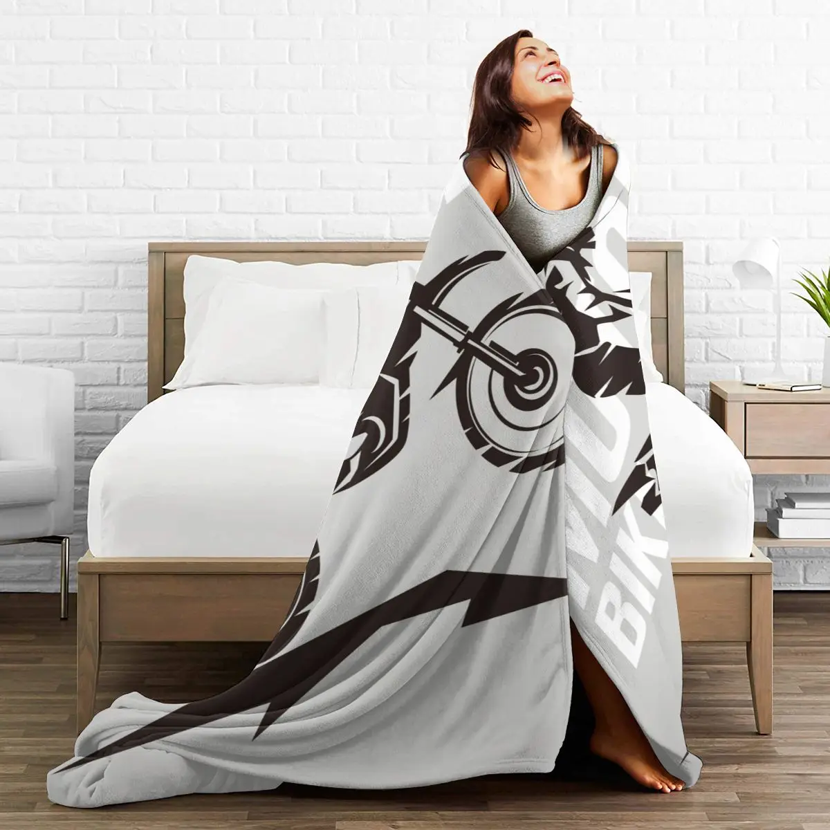 

Flannel Blanket Motocross Print Soft Thin Fleece Blanket Bedspread Cover for Bed Sofa Home Decor Dropship