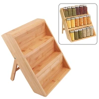 container cooking sauce counter top kitchen storage seasoning rack 3 layer salt shelf home wooden condiment cabinet space saving