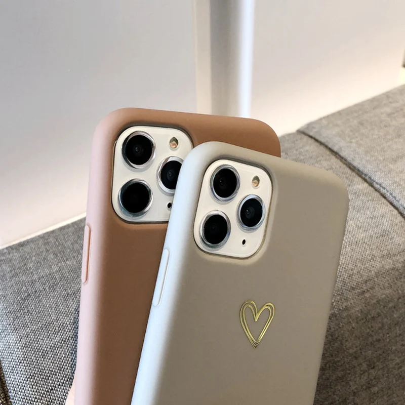 Силиконовый чехол с сердечком для IPhone 11 Pro 6 6S 7 8 Plus X XR XS Max простые однотонные чехлы