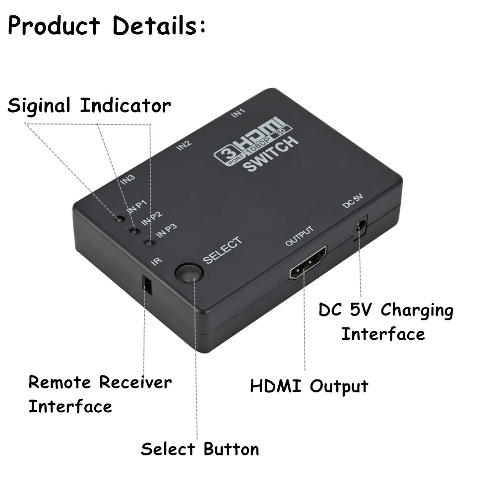 3 порта 3x1 hdmi разветвитель в 1 выходной распределительный блок 1080p HD 4 с пультом