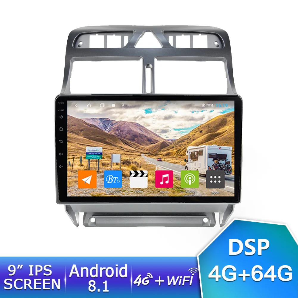 9 inch 4G 64G Ekiy " ips Android 9,0 не 2 Din Автомобильный мультимедийный плеер авторадио стерео для peugeot 307 2004-2013 gps навигация 4G МОДЕМ Wifi - Цвет: 9 inch 4G 64G