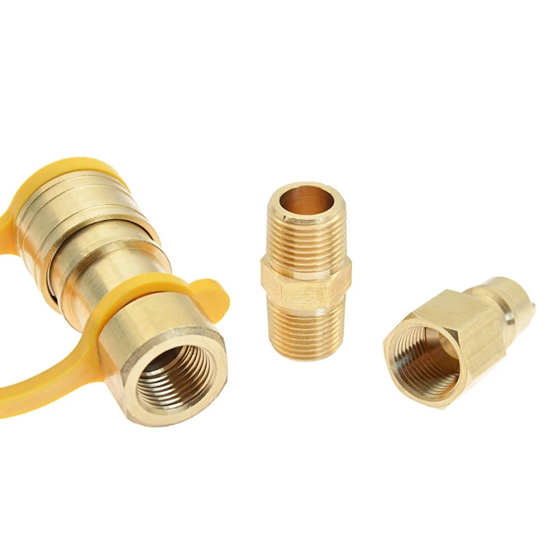 

3/8 Inch Natural Gas Quick Connector Brass Propane Adapter Fittings for LP Gas Propane Hose Quick Disconnect for Grill