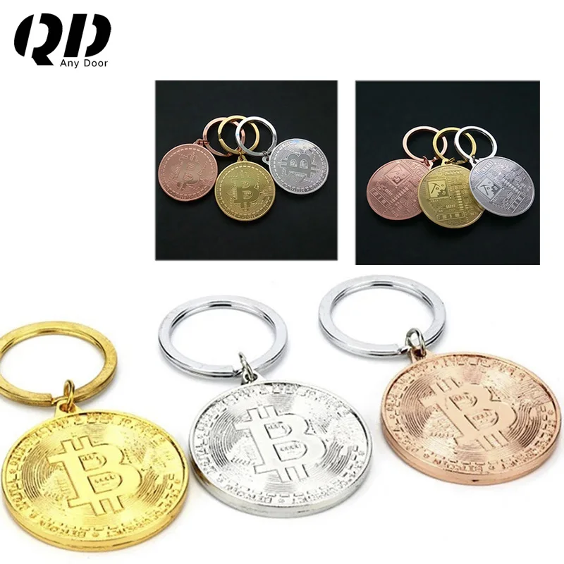 

Newest Gold Plated Bitcoin Keychain Music Band Keyring Pendant Women and Men Jewelry Collection Gift