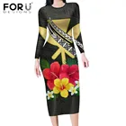 FORUDESIGNSновый тренд, длинные рукава, макси, вечерние, клубные платья, полинезийские Гавайи, гибискус, с принтом, винтажные, Осенние, с круглым вырезом, сексуальные платья