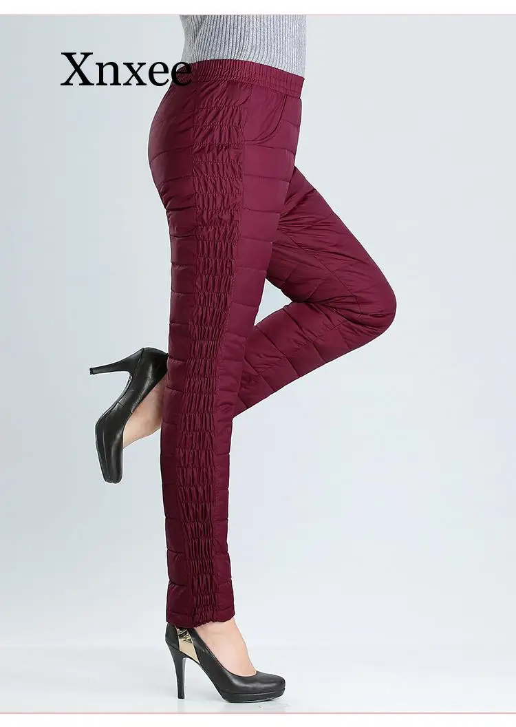 Женские брюки на утином пуху 90% зимние с высокой талией верхняя одежда женские