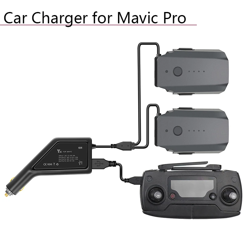 

Outdoor Fast Charging Intelligent Battery Charger with USB Port Remote Controller Dual-Battery Car Charger for DJI Mavic Pro