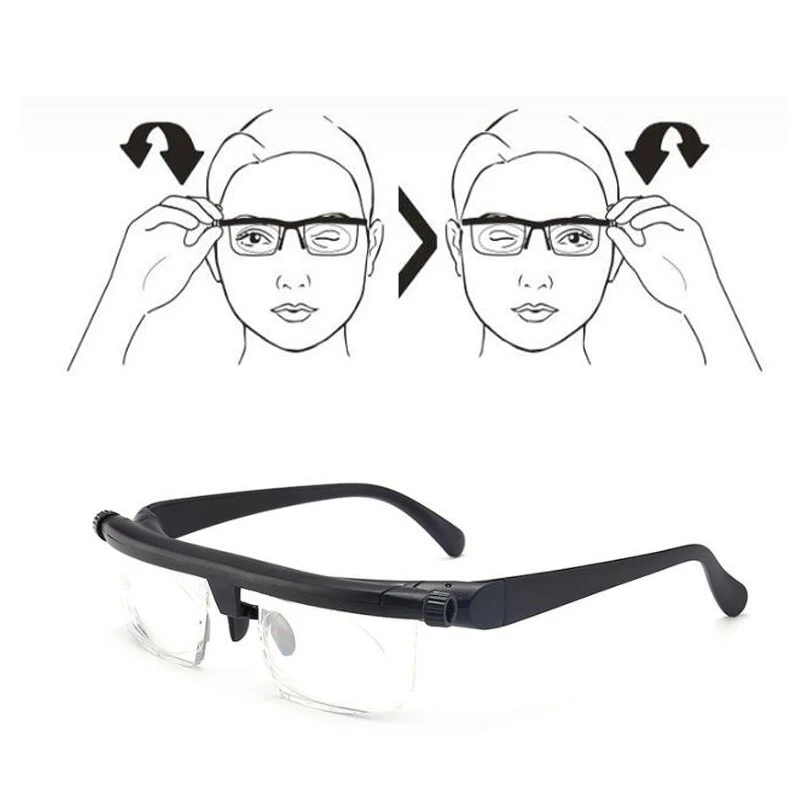 

Vision Focus Adjustable TR90 Reading Glasses Myopia Eye Glasses -6D to +3D Variable Lens Correction Binocular Magnifying