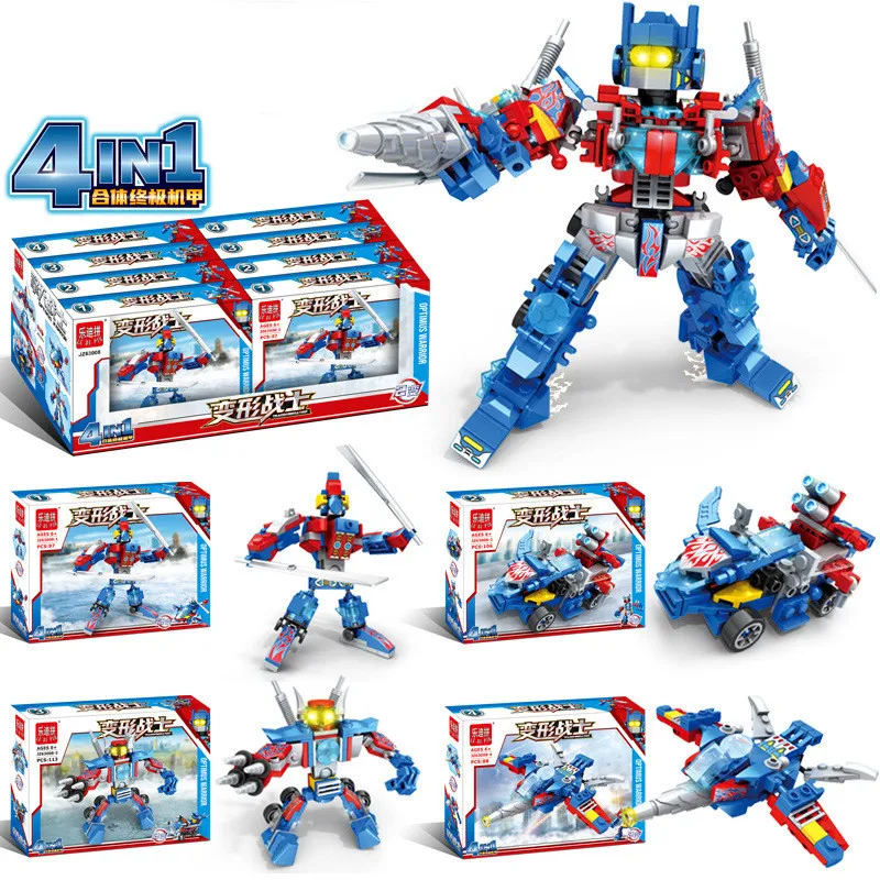 

Transformers Optimus Warrior Transformation Robot Building Blocks 4 in 1 Puzzle Small Particles Children Assembled Bricks Toy