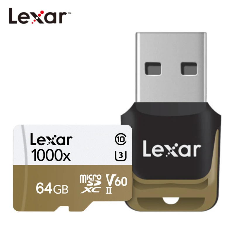 Lexar карта памяти 1000X 32 Гб 64 Гб 256 ГБ 150M U3 4K Micro sd 128 ГБ высокоскоростная флеш-карта microsd TF карта для записи 3D 4K HD - Емкость: 64 ГБ