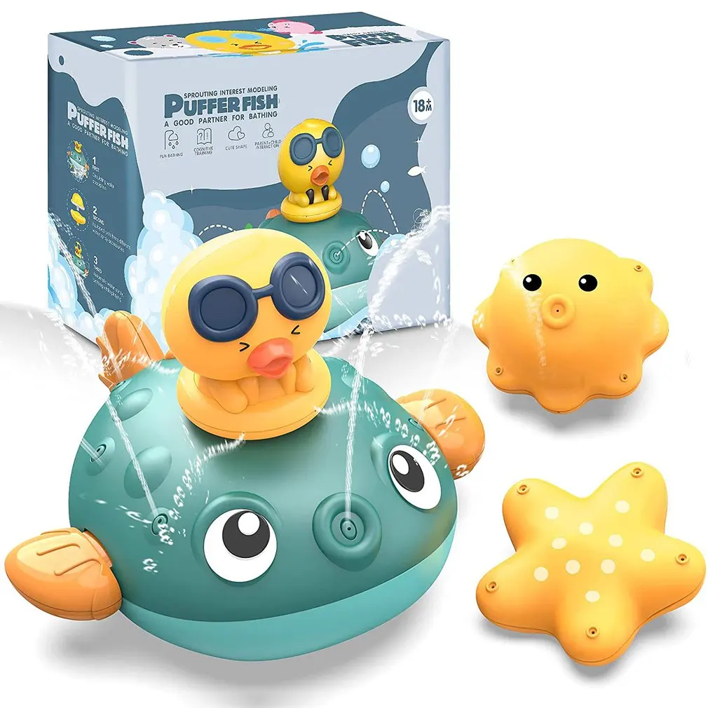 

Kids Electric Bath Toy Water Bathing Fun Pufferfish Spray Toy Water Spray Toy Game Bath Toy For Children