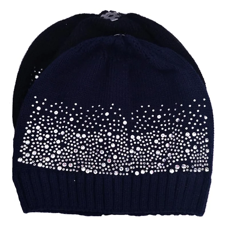 Хлопковые вязаные шапки и для новорожденных девочек стразы детей с помпоном из