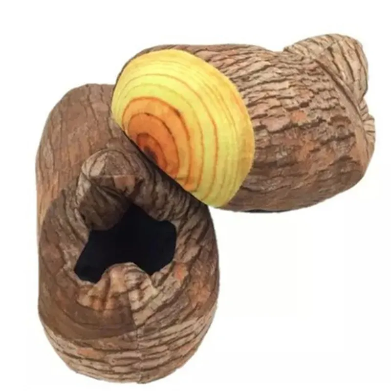 Зимние хлопковые тапочки для карпа с рисунком бревен домашние теплые забавные