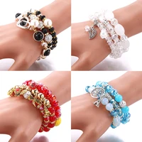 bohemian trend womens fashion new beaded bracelet 3pcs mixed color resin bracelet for mens luxury jewelry party birthday gift