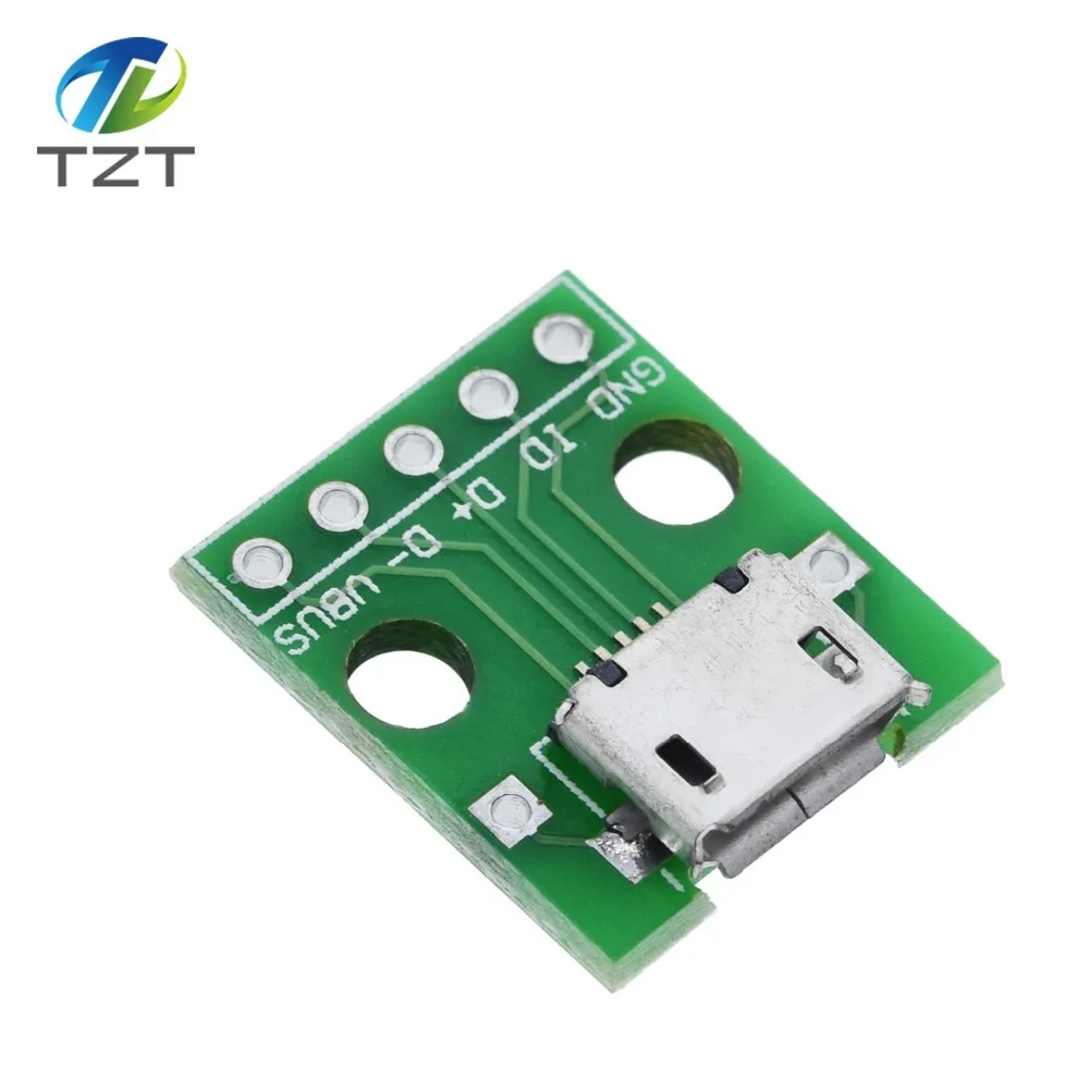 TZT MINI MICRO USB Для DIP адаптера/USB разъем 2,54 мм 5pin Женский Разъем b Тип USB2.0 Женский PCB конвертер USB-01