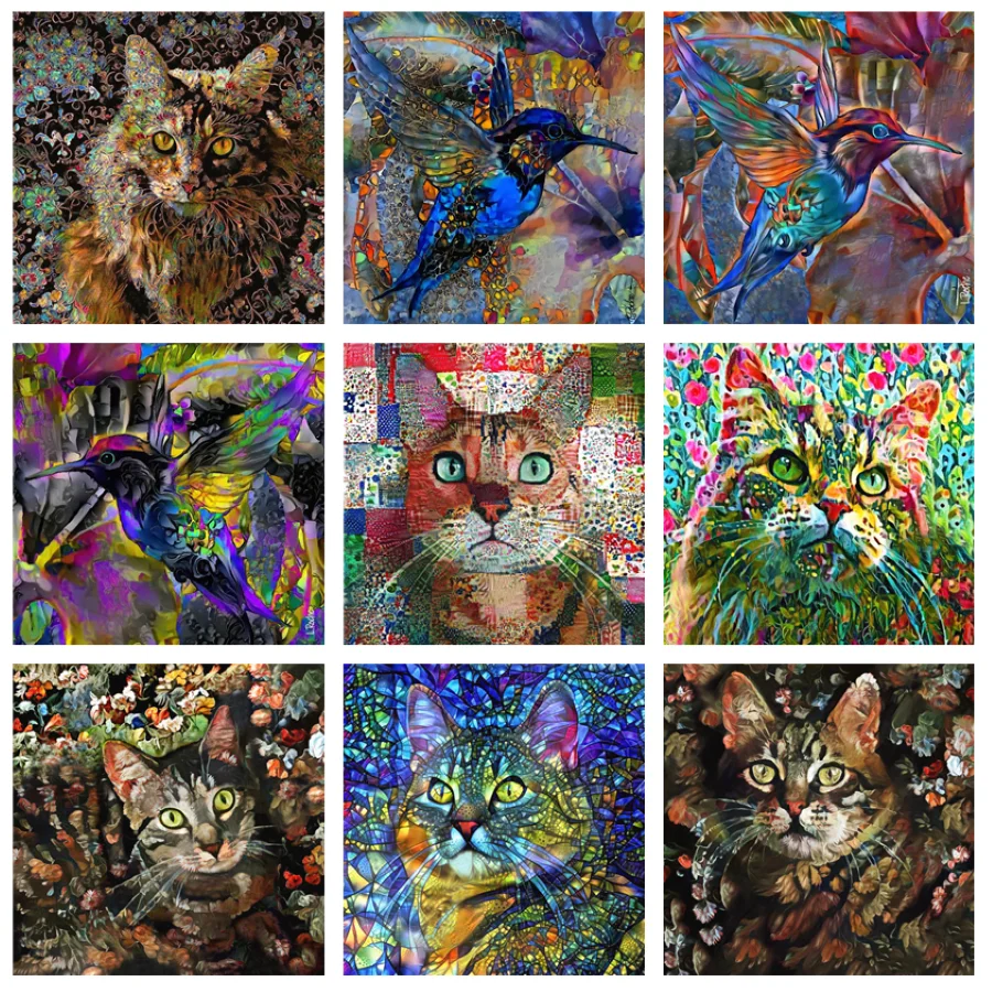 

5D Diamond Painting "Color cats birds DIY Full AB Drill Cross-stitch Kits Velvet canvas Square Round Diamond Embroidery