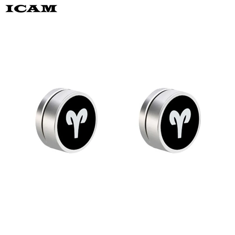 Серьги клипсы ICAM в стиле панк круглые магнитные заглушки из нержавеющей стали