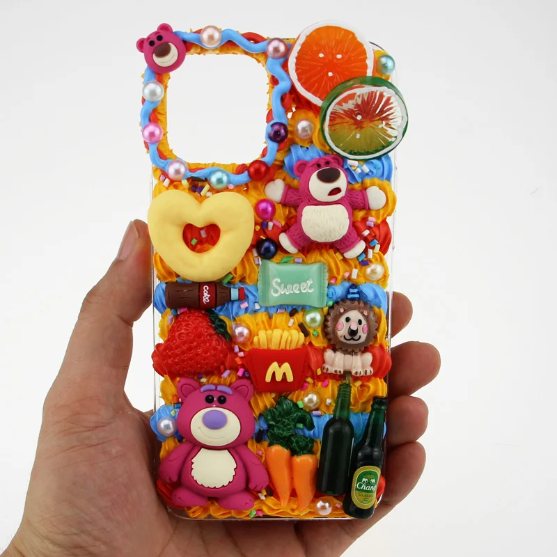 

Чехол ручной работы для Iphone 13 Pro Max, Mini, 12, 11, Kawaii, 7, 8 Plus, X, XSMAX, XR, SE, женский, Note 20, 21, Ultra, S10, с медведем