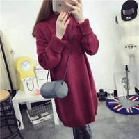 new women long warm sweaters autumn winter loose sweater dress hight collar mid long thick pullovers y2k 2022 clothing