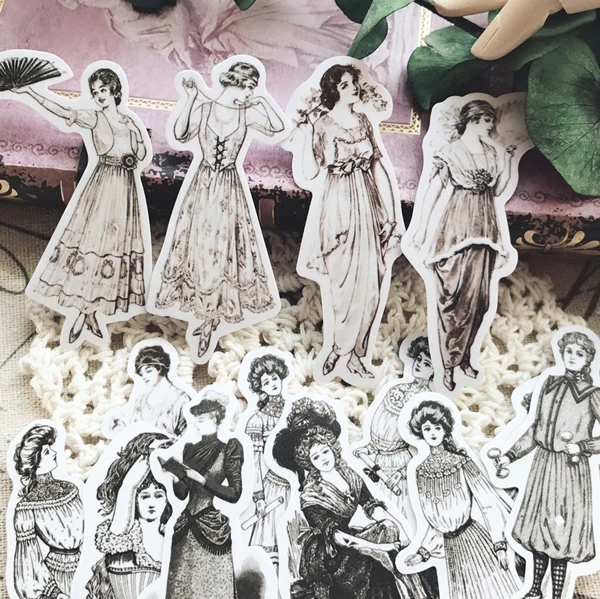 

14pcs Vintage lady stickers DIY scrapbooking album junk journal happy planner decorative stickers