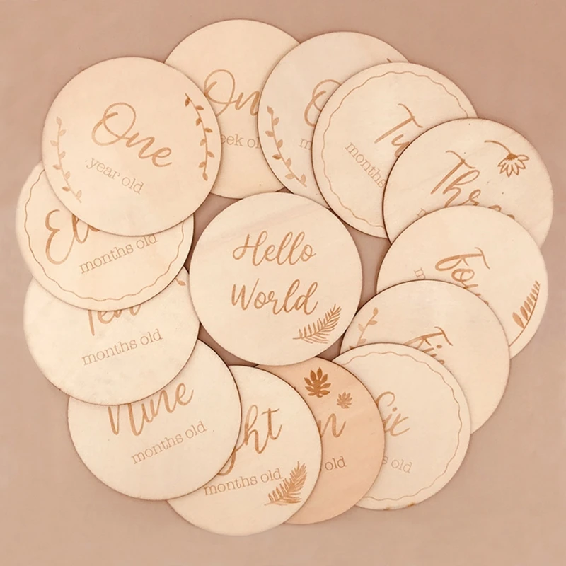 Tarjeta de Evento de beb&eacute; de madera, tarjetas de grabaci&oacute;n de crecimiento mensual para reci&eacute;n nacido, tarjetas conmemorativas de nacimiento hechas a mano, accesorios de fotograf&iacute;a-0