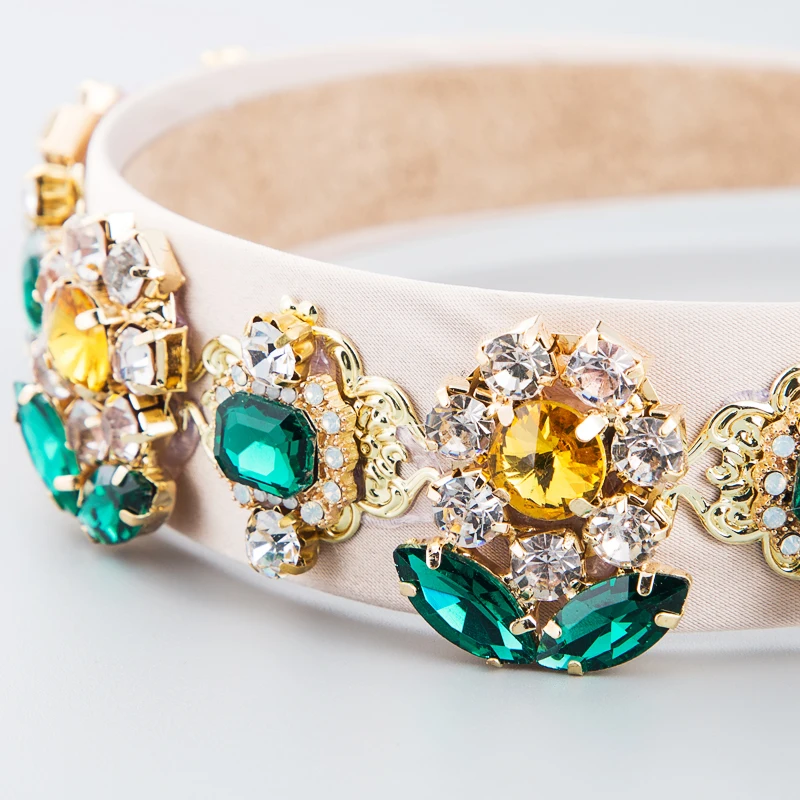 hot selling party hoops for female baroque fashionable personality sunflower inlaid shiny rhinestone glass big brand hair band free global shipping