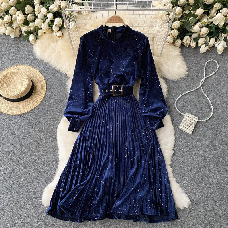 Женское плиссированное платье средней длины элегантное платье-трапеция во