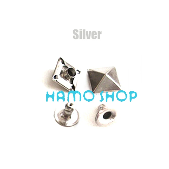 Pyramid Silver 100 шт, все размеры, Стильные Заклепки с шипами, пятна, голова гвоздика, панк-рок, сделай сам, кожа, ремесло, для одежды, сумки, обуви, части, украшения - Цвет: Pyramid Silver