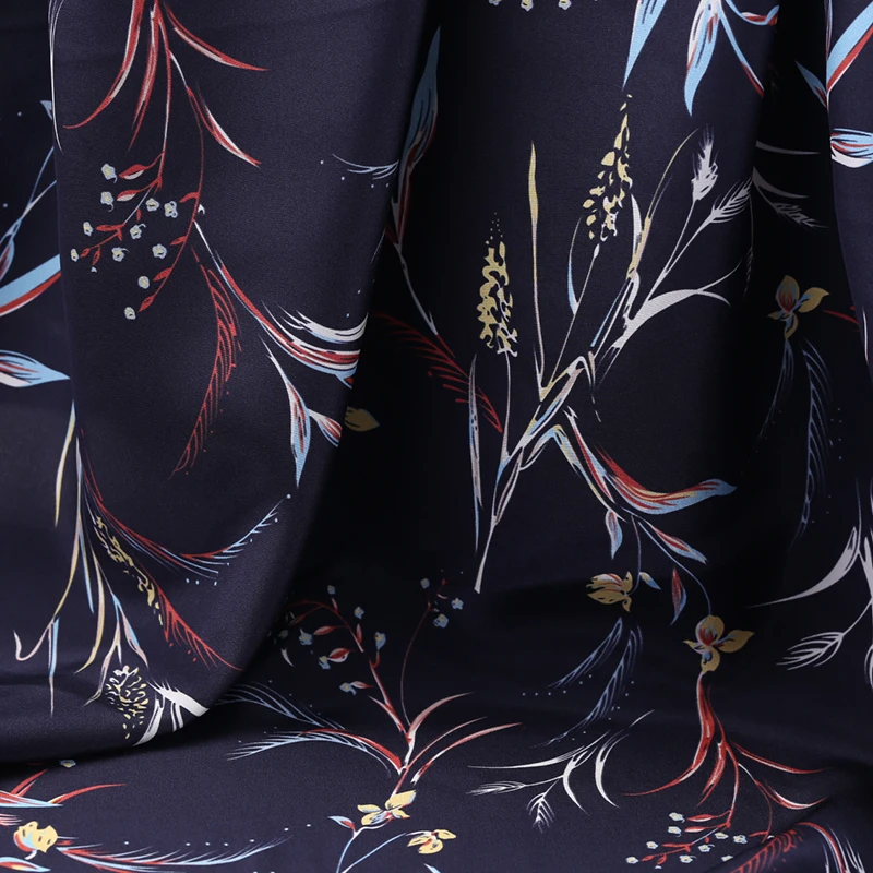 

114cm wide natural silk fabric meter 16mm breathable silk crepe de chine fabric dress printed fabric wholesale silk cloth