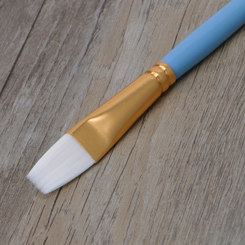 

10Pcs Blue Oil Gouache Watercolor Painting Nail Art Pen White Nylon Hair Brushes 72XF