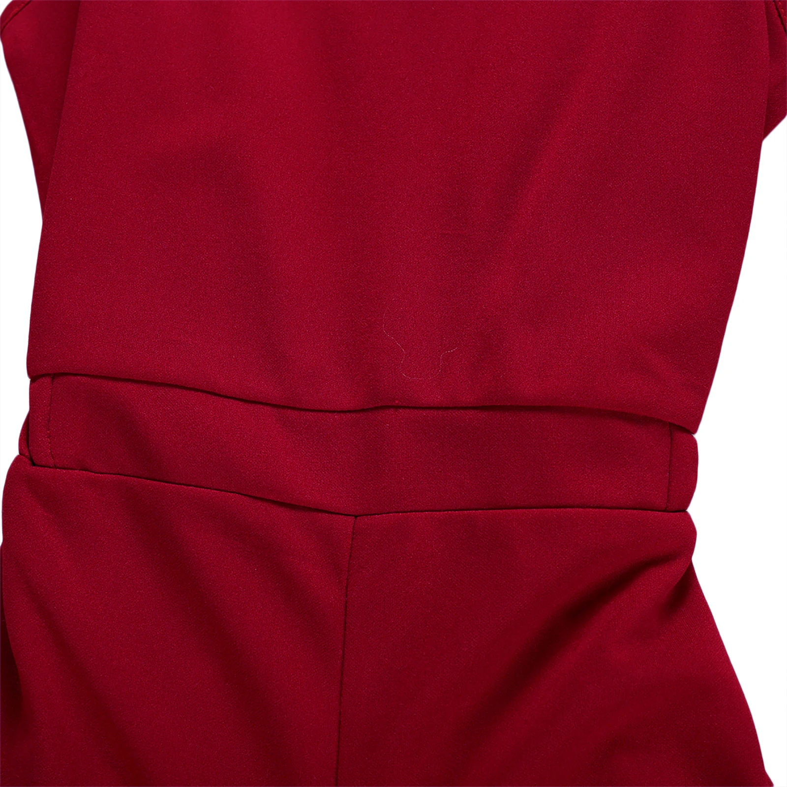 

2021 New Summer 18M-6Y Kid Baby Girl Red Off-shoulder Flared Half Sleeve Jumpsuit Back Buttons Romper Children Clothes