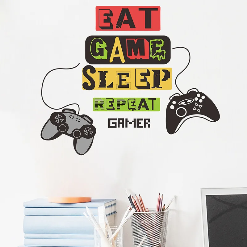

Creative Gamer Vinyl Wall Stickers Gamepad Wallpaper for Kids Boy's Room Game Room Decoration Sticker Murals Decal Home Decor