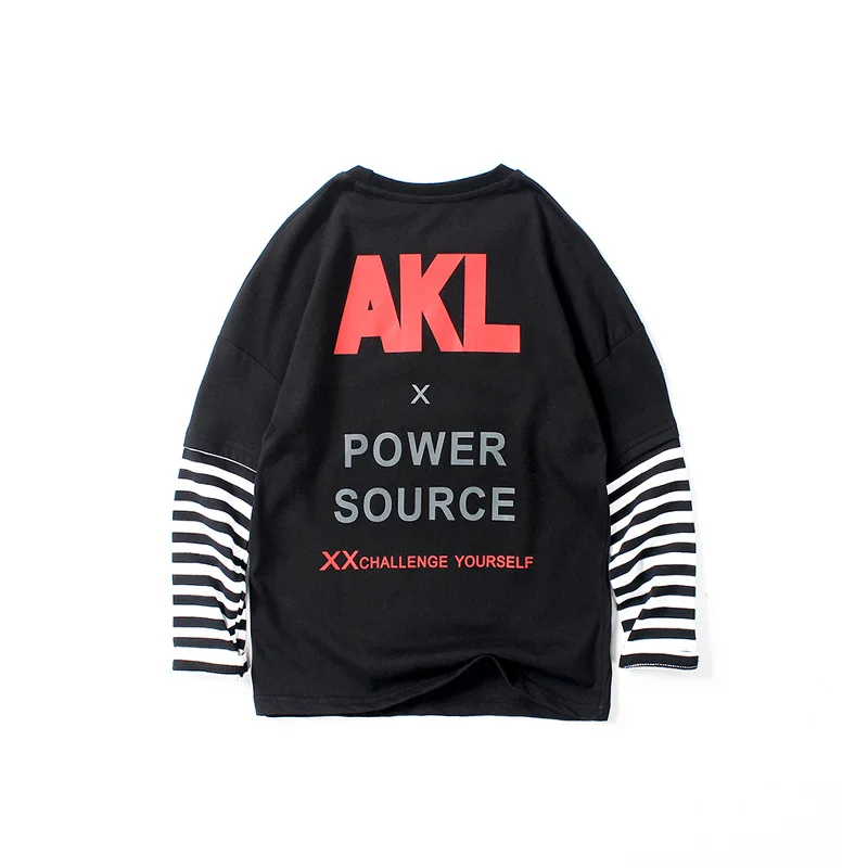 Хлопковые футболки в полоску для подростков весенне летние пуловеры с длинными