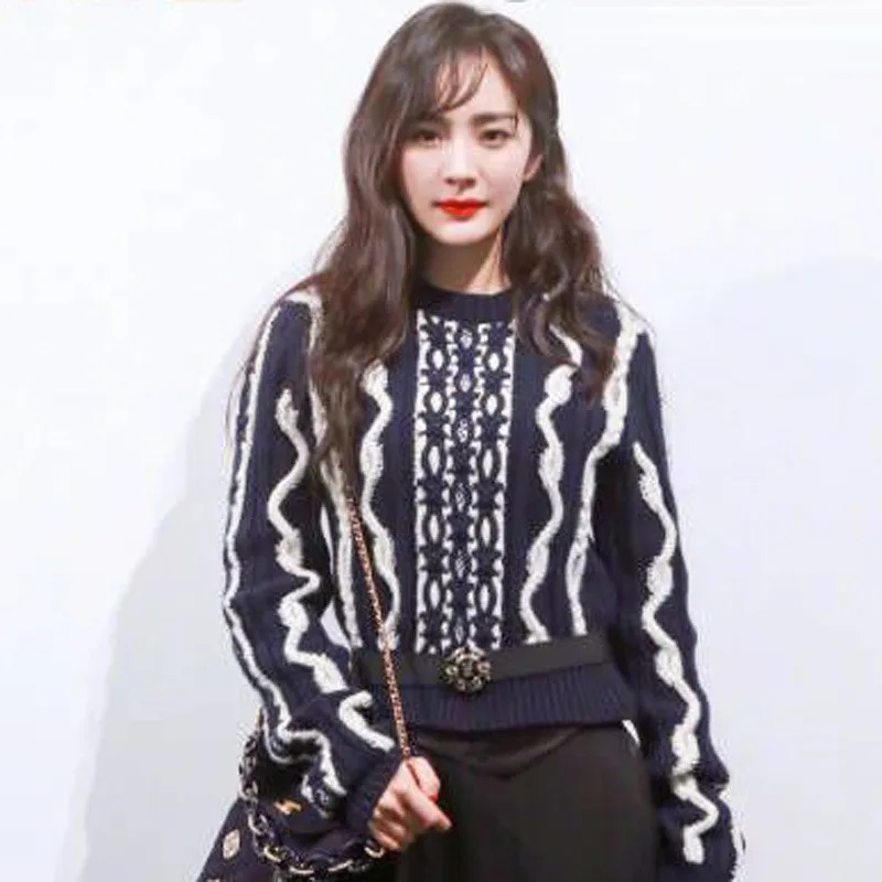 Высокое качество осень зима 2018 новый модный подиумный свитер женский круглый