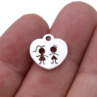10pcs tibetan silver plated boy girl heart charms pendants for jewelry making bracelet earrings necklace diy accessories craft