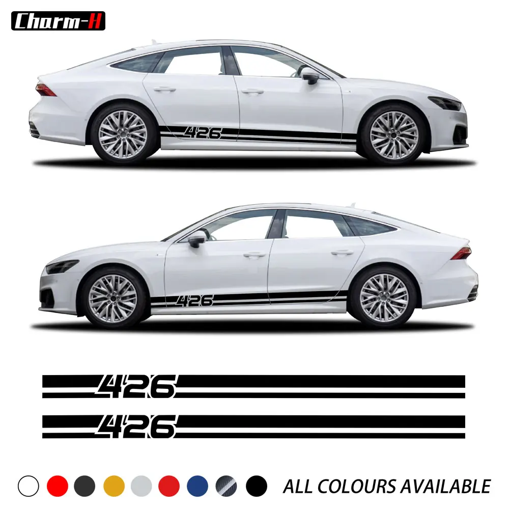 

Car Styling Side Skirt Sticker for Audi A3 A5 A7 426 Graphic Racing Stripes Decal Body Decoration Accessories