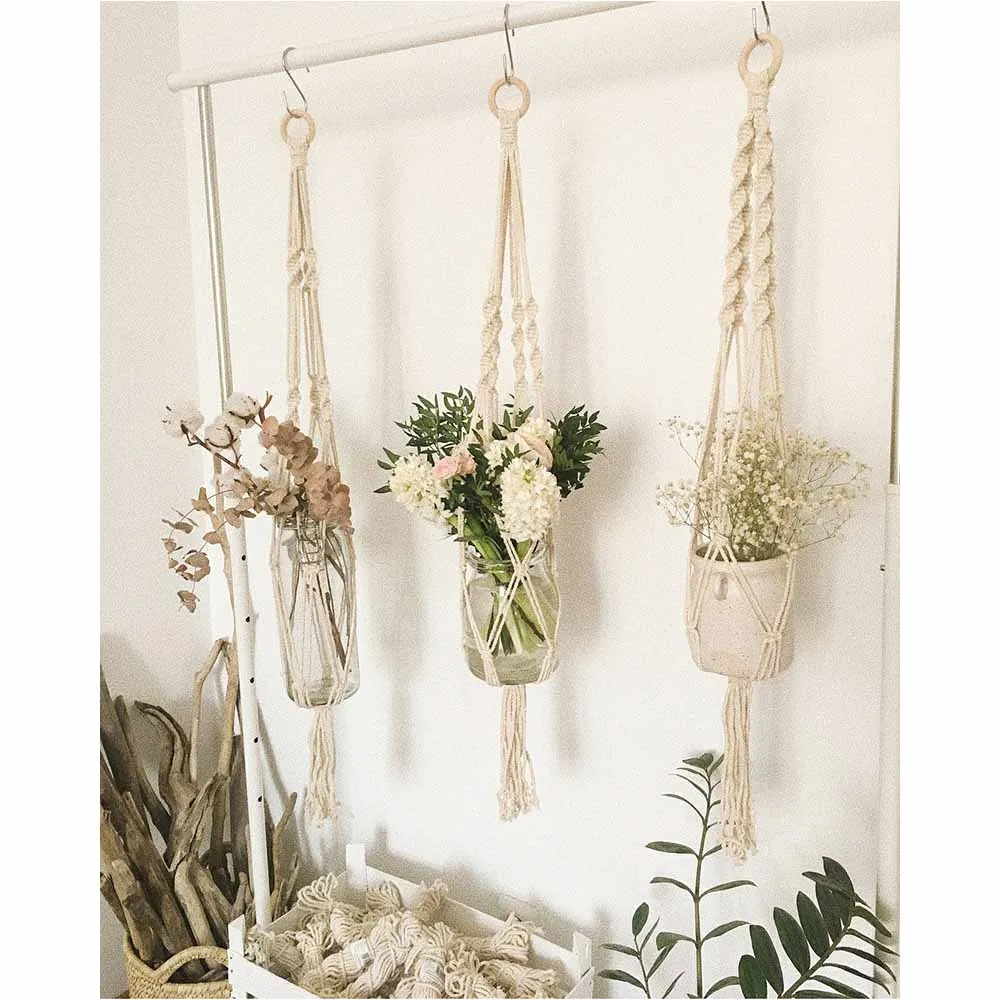 Вешалка для растений макраме Тканое украшение ручной работы в скандинавском