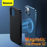 baseus magnetic phone case for iphone 12 pro max mini shockproof leather case back cover for iphone 12pro max 12mini coque shell