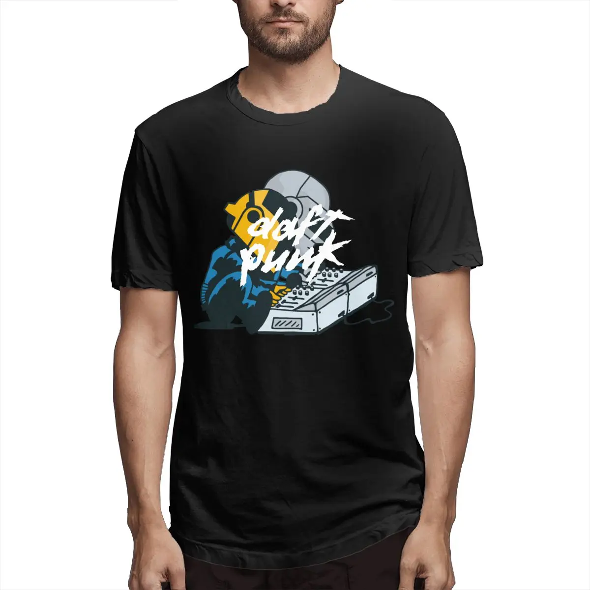 Забавные printDaft гайки Daft Панк футболка больших размеров с О-образным вырезом